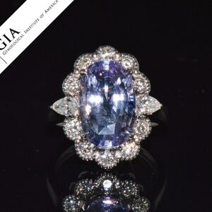 GIA NATURAL 9.66CTS VS F DIAMOND NO HEAT SAPPHIRE 18K GOLD DINNER HALO RING